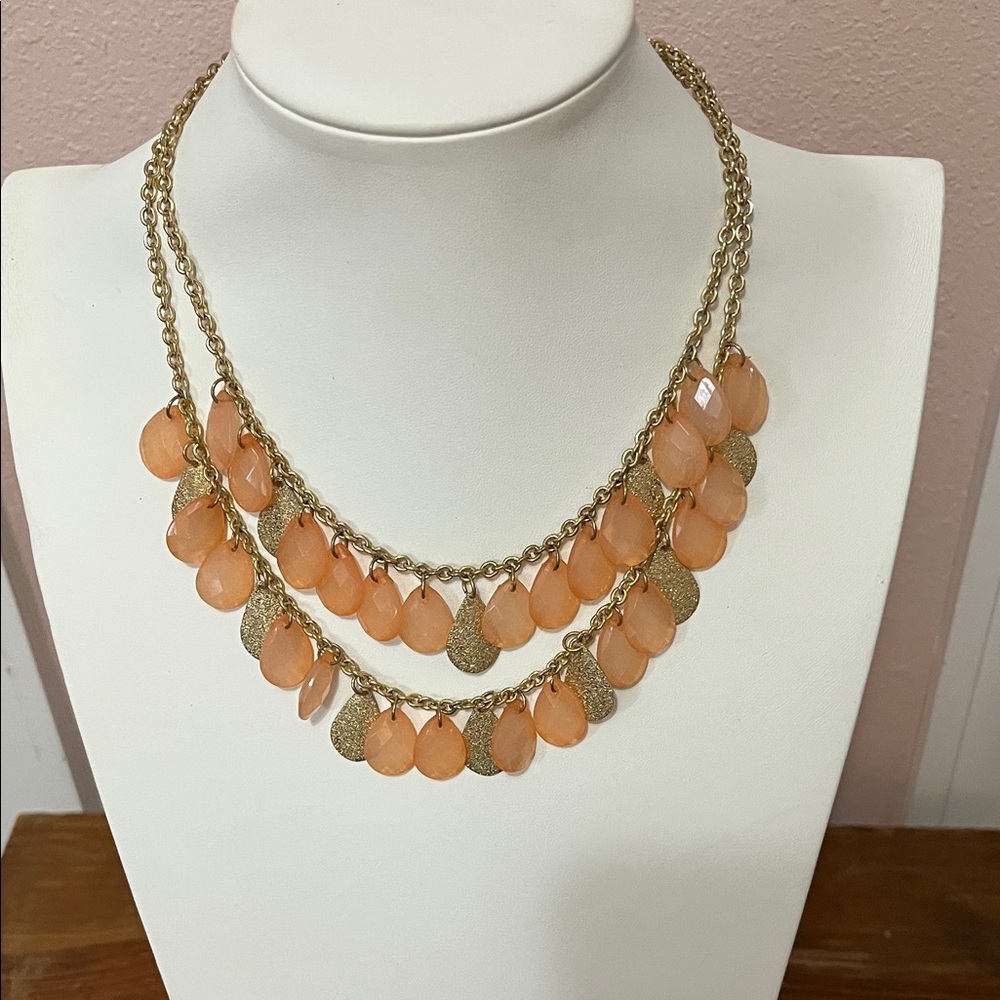 Elegant Gold and Peach Necklace